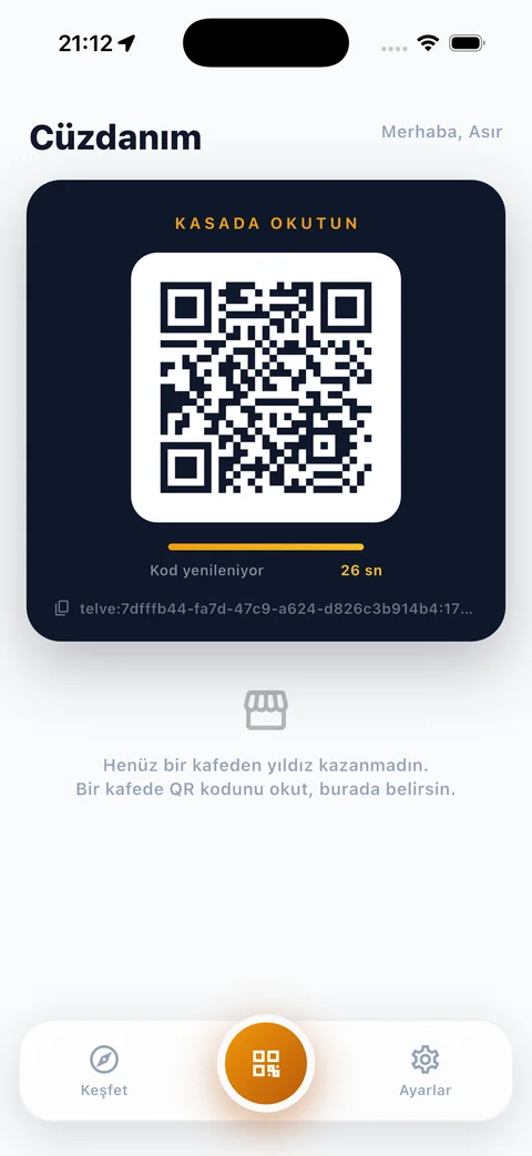 SuperCup cüzdan QR kodu ekran görüntüsü